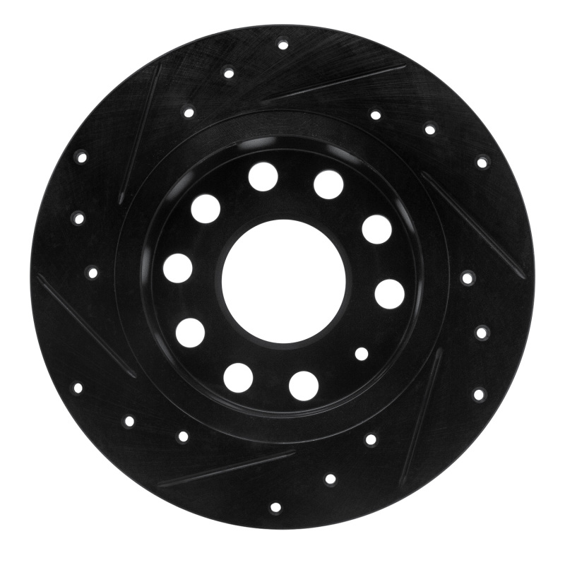 Audi A3 Brake Rotor (1) - Rear Right - R1 Concepts - Drilled & Slotted - Black - `10-`19